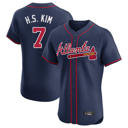 Atlanta Braves #7 Ha-Seong Kim Player Navy MIKSHPS Limited Elite Home Game Stitched Jerseys