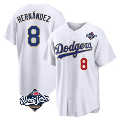 Los Angeles Dodgers #8 Enrique Hern¨¢ndez Player Gold White MIKSHPS World Series 2026 Collection Stadium Limited Stitched Jerseys