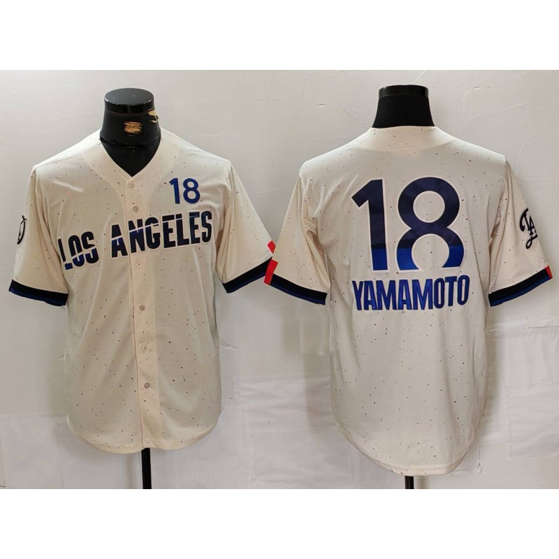 Los Angeles Dodgers #18 Yoshinobu Yamamoto Cream MIKSHPS 2024 City Connect Limited Jersey