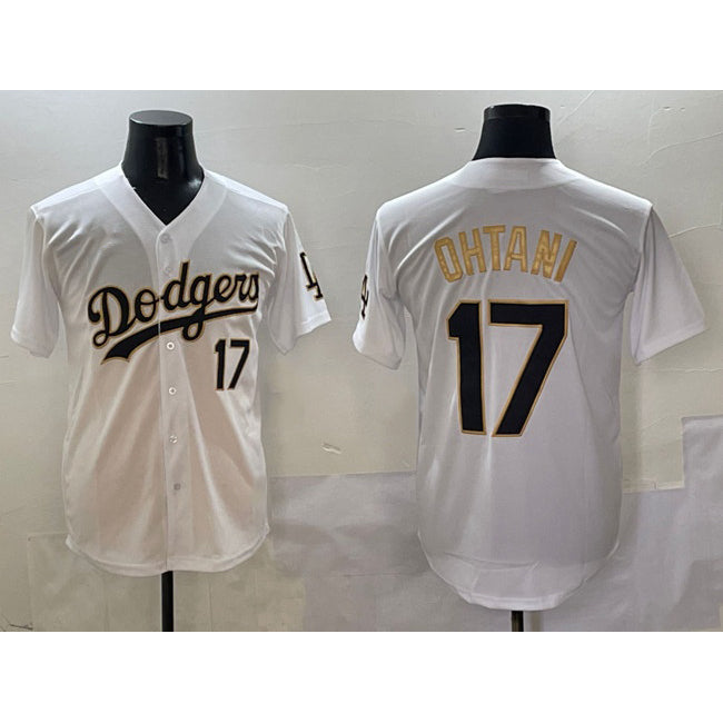 Los Angeles Dodgers #17 Shohei Ohtani White Gold MIKSHPS Limited Stitched Jersey