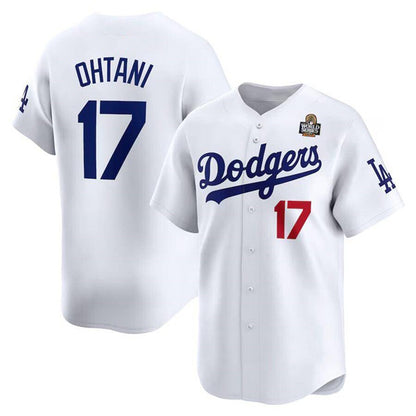 Los Angeles Dodgers #17 Shohei Ohtani White MIKSHPS 2024 World Series Home Limited Cool Base Stitched Jersey