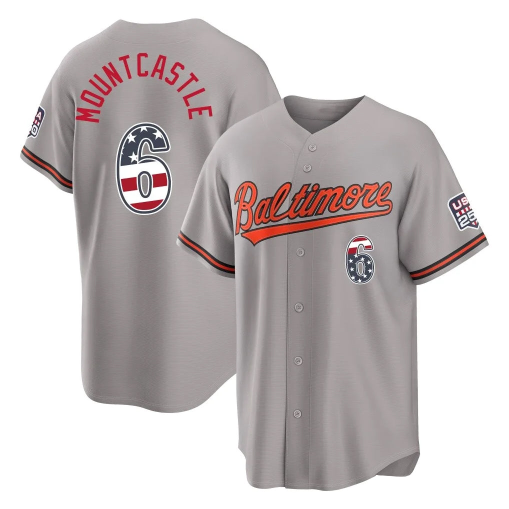Baltimore Orioles #6 Ryan Mountcastle Player Gray MIKSHPS USA 250 Fourth of July Home Game Stitched Jerseys