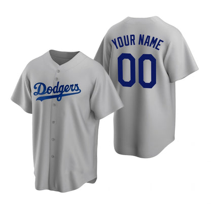 Custom Los Angeles Dodgers Gray MIKSHPS Stitched Cool Base Jersey