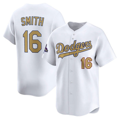 Los Angeles Dodgers #16 Will Smith White MIKSHPS 2025 Gold Collection Limited Stitched Jersey