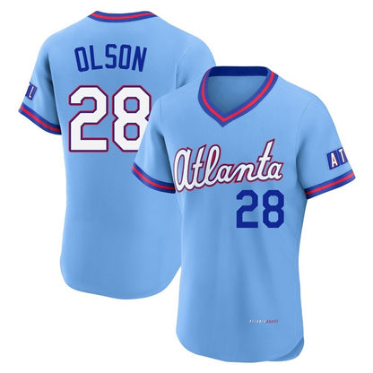 Atlanta Braves #28 Matt Olson Player Powder Blue MIKSHPS 2026 City Connect T-shirt Limited Elite Home Game Stitched Jerseys