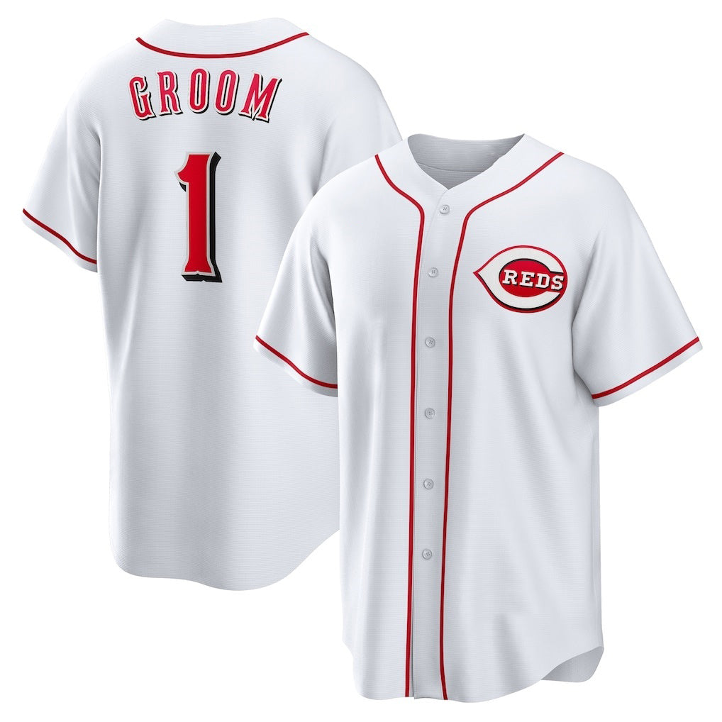 Cincinnati Reds #1 Groom White MIKSHPS Home Replica Jersey