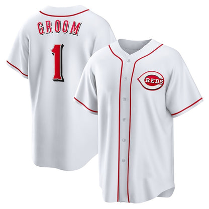 Cincinnati Reds #1 Groom White MIKSHPS Home Replica Jersey