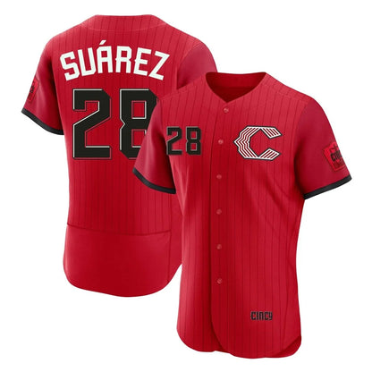 Cincinnati Reds #28 Eugenio Su¨¢rez Player Red MIKSHPS 2026 City Connect Limited Elite Home Stitched Jerseys