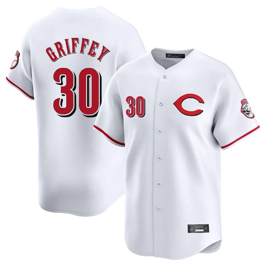 Cincinnati Reds #30 Ken Griffey Player White MIKSHPS Limited Home Stitched Jerseys