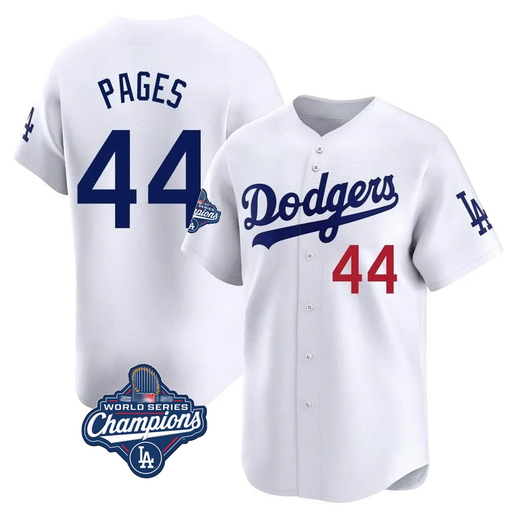 Los Angeles Dodgers #44 Andy Pages Player White MIKSHPS World Series Meet Limited Home Stitched Jerseys