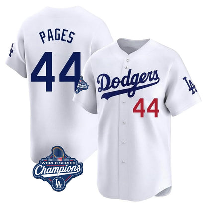 Los Angeles Dodgers #44 Andy Pages Player White MIKSHPS World Series Meet Limited Home Stitched Jerseys