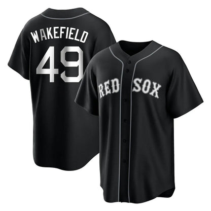 Boston Red Sox #49 Tim Wakefield Player Black MIKSHPS Home Game Stitched Jerseys