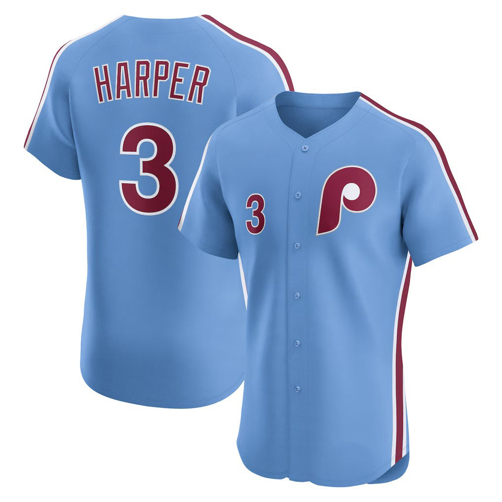 Philadelphia Phillies #3 Bryce Harper Light Blue MIKSHPS Alternate Elite Jersey