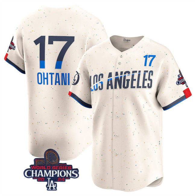 Los Angeles Dodgers #17 Shohei Ohtani Cream MIKSHPS 2024 World Series Champions City Connect Limited Stitched Jersey