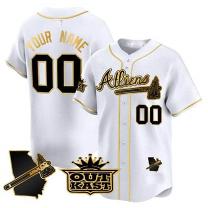 Custom Atlanta Braves Atliens Vapor Premier Limited Jersey V2 ¨C White Gold MIKSHPS