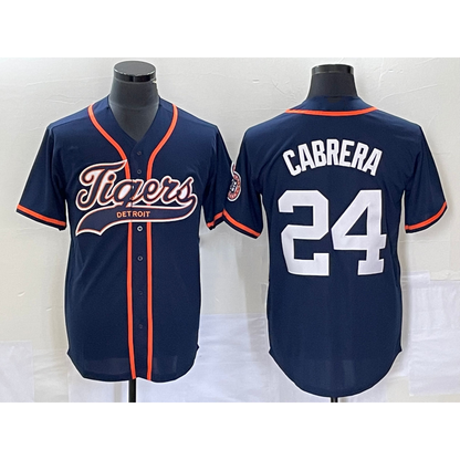 Detroit Tigers #24 Miguel Cabrera Navy MIKSHPS Cool Base Stitched Jersey