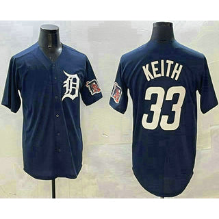 Detroit Tigers #33 Colt Keith Navy MIKSHPS With Patch Cool Base Stitched Jersey 2