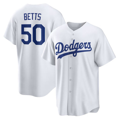 Los Angeles Dodgers #50 Mookie Betts White MIKSHPS Home Replica Player Name Jersey