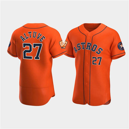 Houston Astros #27 Jose Altuve Orange MIKSHPS 60th Anniversary Flex Base Stitched Jersey