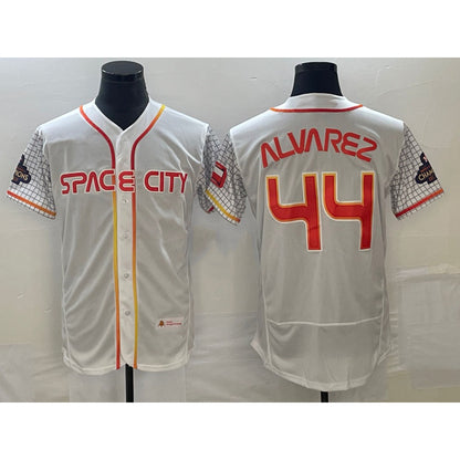 Houston Astros #44 Yordan Alvarez Number White MIKSHPS 2023 City Connect Flex Base Stitched Jersey