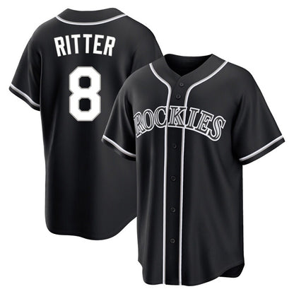 Colorado Rockies #8 Ryan Ritter Player Black MIKSHPS Fashion Out Home Game Stitched Jerseys