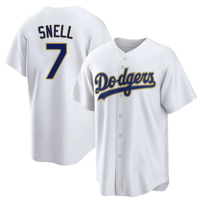Los Angeles Dodgers #7 Blake Snell Player Gold White MIKSHPS 2026 Collection Stadium Game Stitched Jerseys