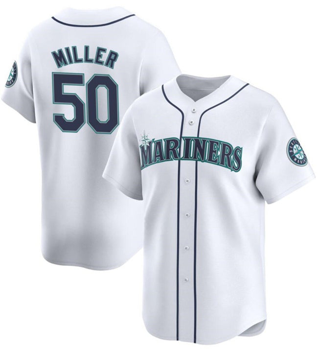 Seattle Mariners #50 Bryce Miller White MIKSHPS Home Limited Stitched jersey