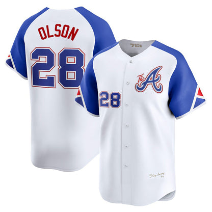 Atlanta Braves #28 Matt Olson White MIKSHPS City Connect Limited Player Jersey