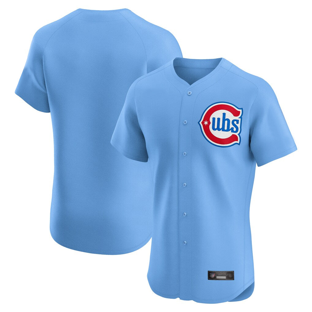 Chicago Cubs Light Blue MIKSHPS Limited Elite Home Game Blank Player Stitched Jerseys