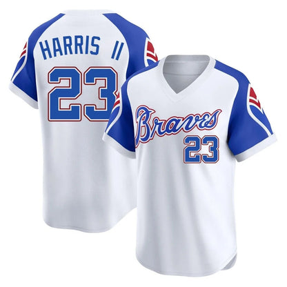 Atlanta Braves #23 Michael Harris II Player White MIKSHPS Throwback Cooperstown Collection T-shirt Game Stitched Jerseys