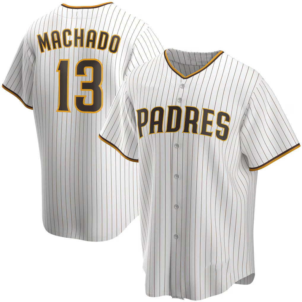 San Diego Padres #13 Manny Machado White MIKSHPS Home Replica Player Jersey