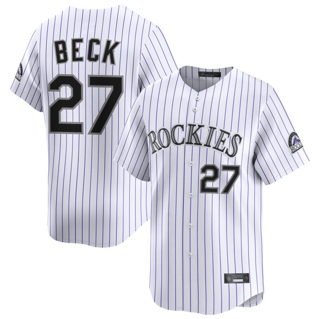 Colorado Rockies #27 Jordan Beck Player White MIKSHPS Limited Home Stitched Jerseys