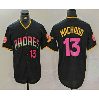 San Diego Padres #13 Manny Machado Number Black MIKSHPS 20th Anniversary Cool Base Stitched Jersey