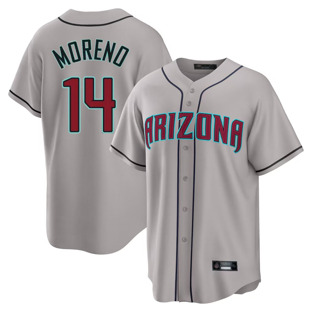 Arizona Diamondbacks #14 Gabriel Moreno Player Gray MIKSHPS Road Home Game Stitched Jerseys