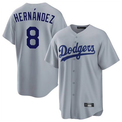 Los Angeles Dodgers #8 Enrique Hern¨¢ndez Player Gray MIKSHPS Game Stitched Jerseys