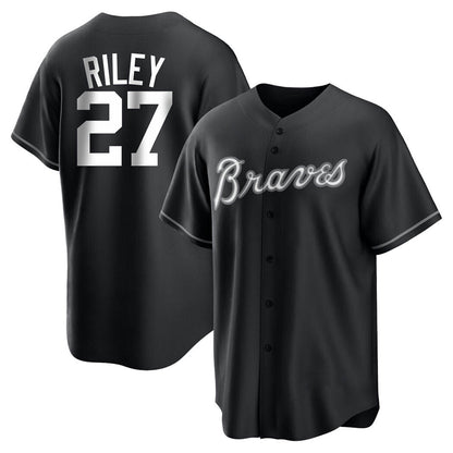 Atlanta Braves #27 Austin Riley Player Black MIKSHPS Home Game Stitched Jerseys