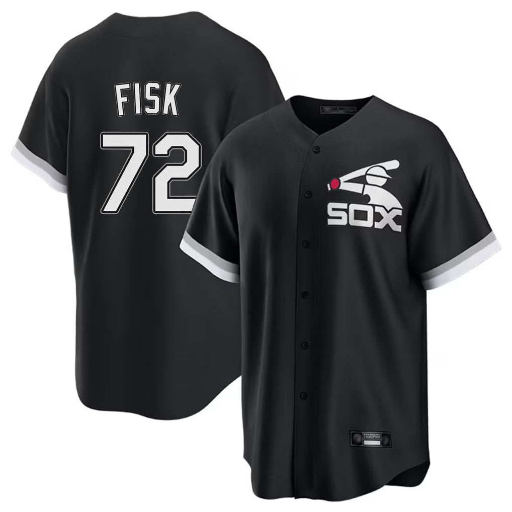 Chicago White Sox #72 Carlton Fisk Player Black MIKSHPS Spring Training Game Stitched Jerseys