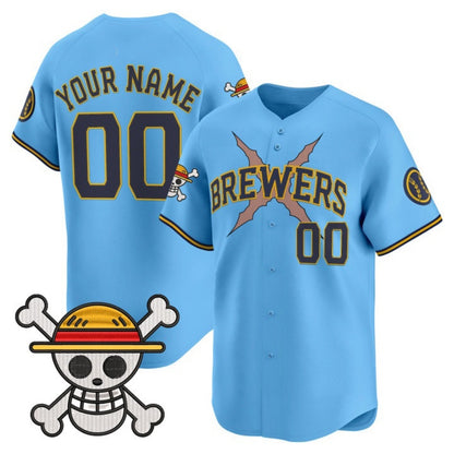 Custom Milwaukee Brewers x One Piece Light Blue MIKSHPS Vapor Premier Limited Jersey - Stitched