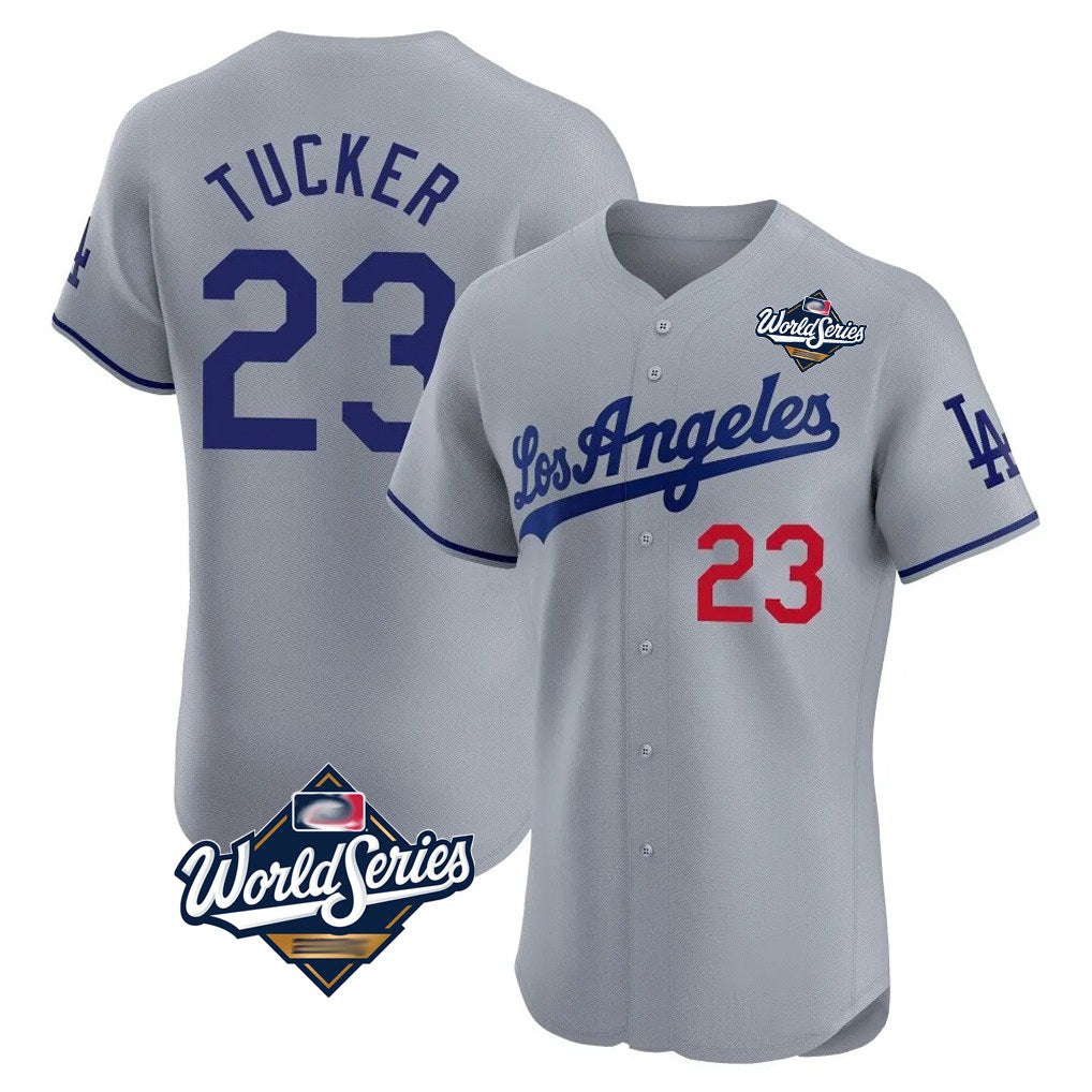 Los Angeles Dodgers #23 Kyle Tucker Player Gray MIKSHPS World Series Limited Elite Home Stitched Jerseys