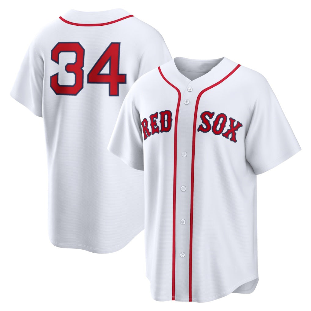 Boston Red Sox #34 David Ortiz White MIKSHPS Home Replica Jersey