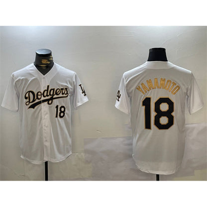 Los Angeles Dodgers #18 Yoshinobu Yamamoto White Gold MIKSHPS Home Limited Stitched Jersey 2
