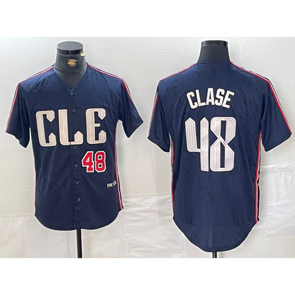 Cleveland Guardians #48 Emmanuel Clase Number Navy MIKSHPS 2024 City Connect Limited Stitched Jersey