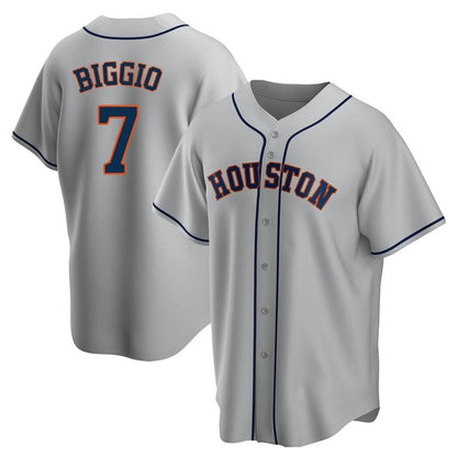 Houston Astros #7 Craig Biggio Player Gray MIKSHPS Home Game Stitched Jerseys