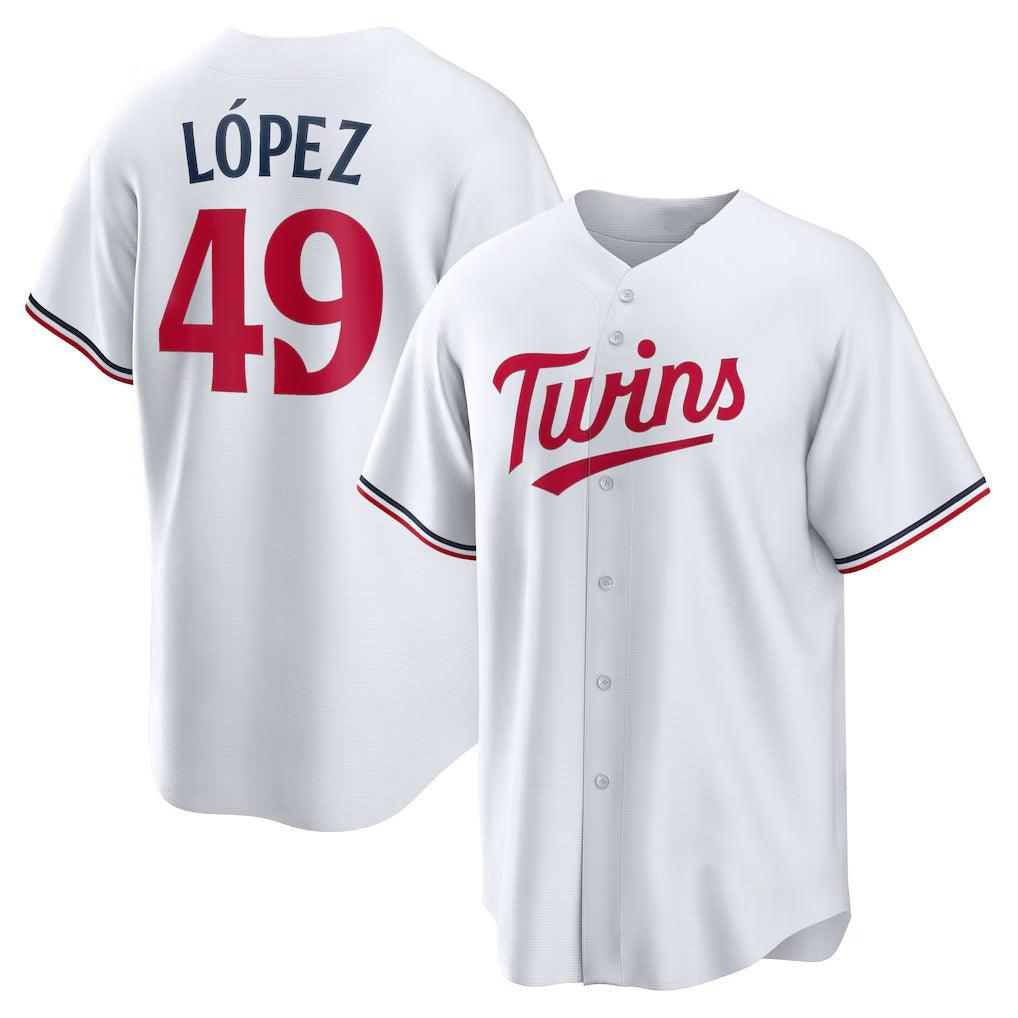 Minnesota Twins #49 Pablo L¨®pez White MIKSHPS Home Replica Player Jersey