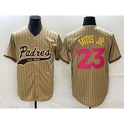 San Diego Padres #23 Fernando Tatis Jr Tan MIKSHPS NEW 2023 City Connect Cool Base Stitched Jersey 2