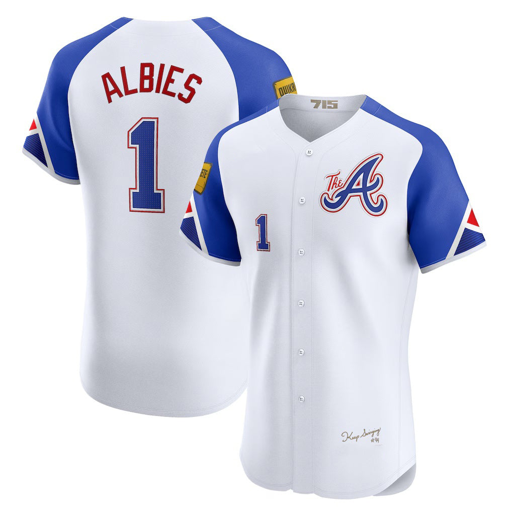 Atlanta Braves #1 Ozzie Albies White MIKSHPS City Connect Elite Jersey