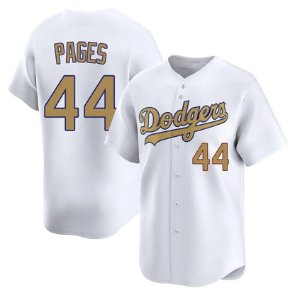 Los Angeles Dodgers #44 Andy Pages Player White Gold MIKSHPS Collection Limited Home Stitched Jerseys