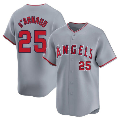 Los Angeles Angels #25 Travis d'Arnaud Player Gray MIKSHPS Home Limited Stitched Jerseys