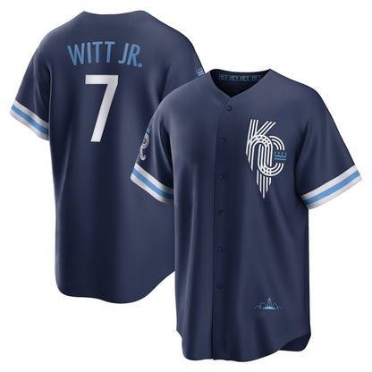 Kansas City Royals #7 Bobby Witt Jr. Navy MIKSHPS City Connect Replica Player Jersey