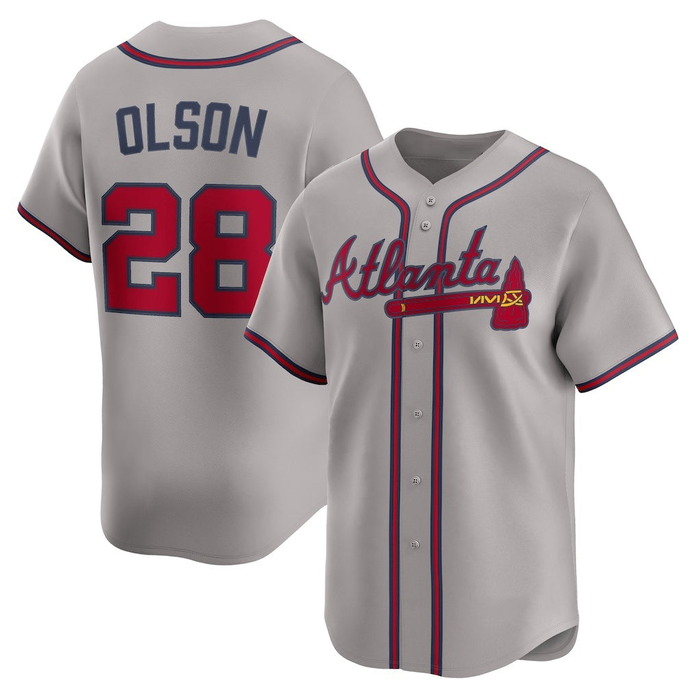 Atlanta Braves #28 Matt Olson Gray MIKSHPS Road Limited Player Jersey